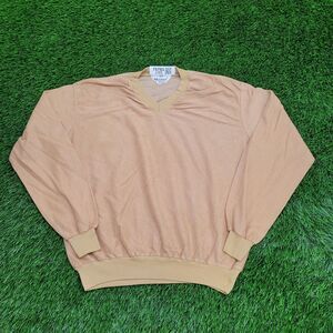 Vintage 70s MOD Velour Sweater M/L 21x23 Beige Cropped USA